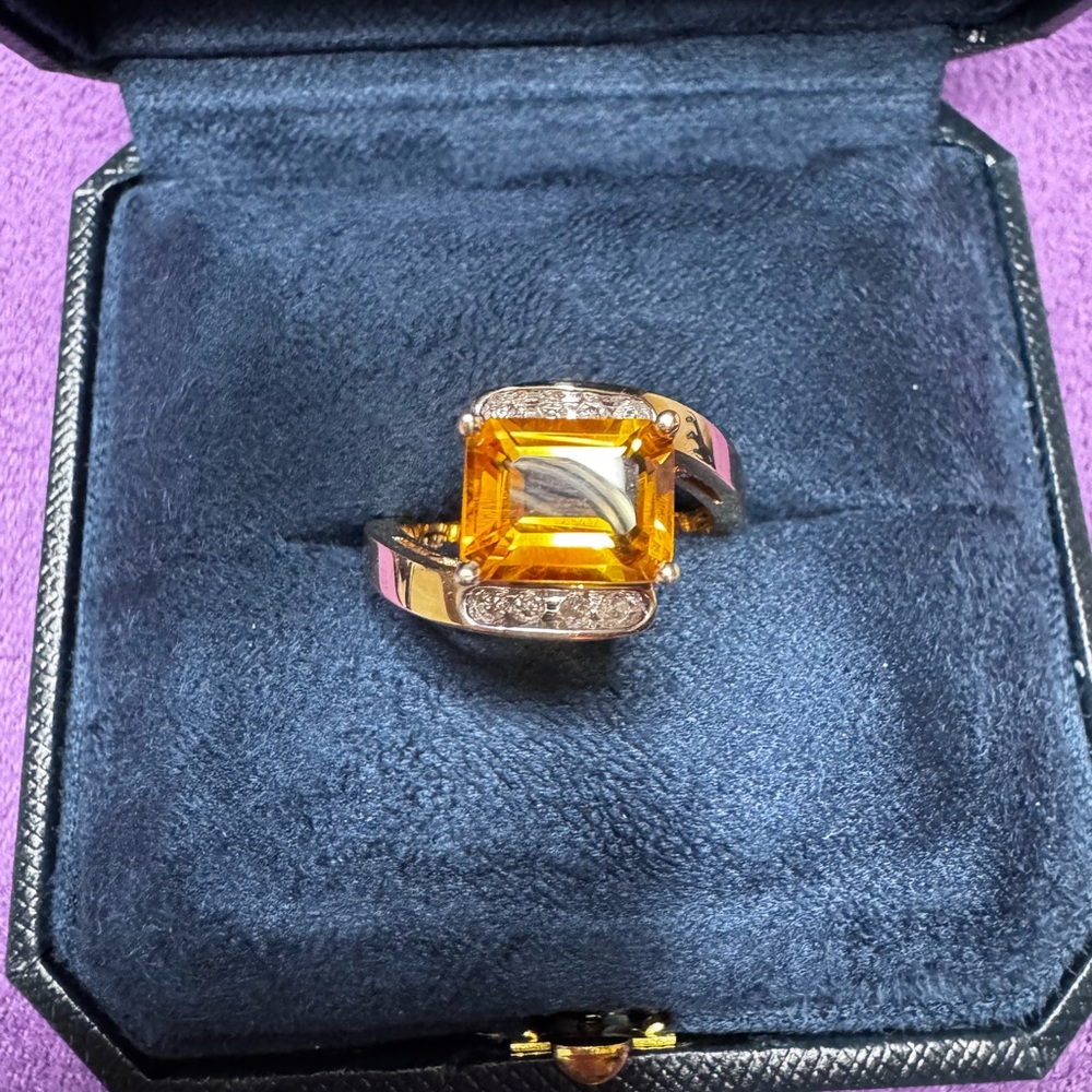 14kt Gold Citrine and Diamond Accent Cocktail Ring (2.4 tcw)